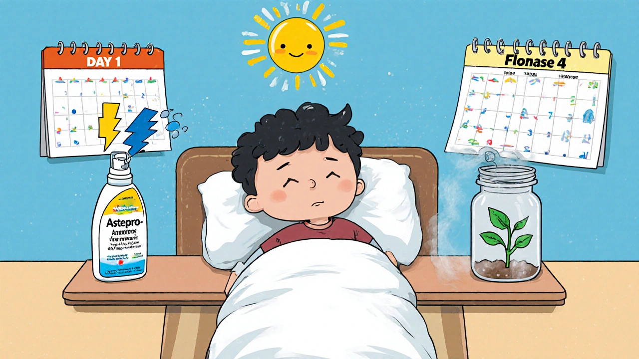 Two nasal sprays side by side, showing fast relief vs. slow action.