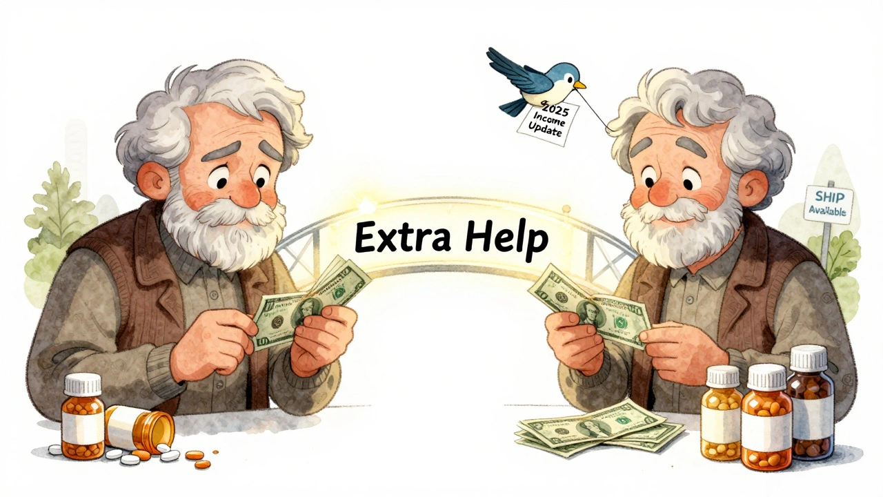 Split scene: senior facing financial stress on one side, relief on the other, connected by a glowing bridge.