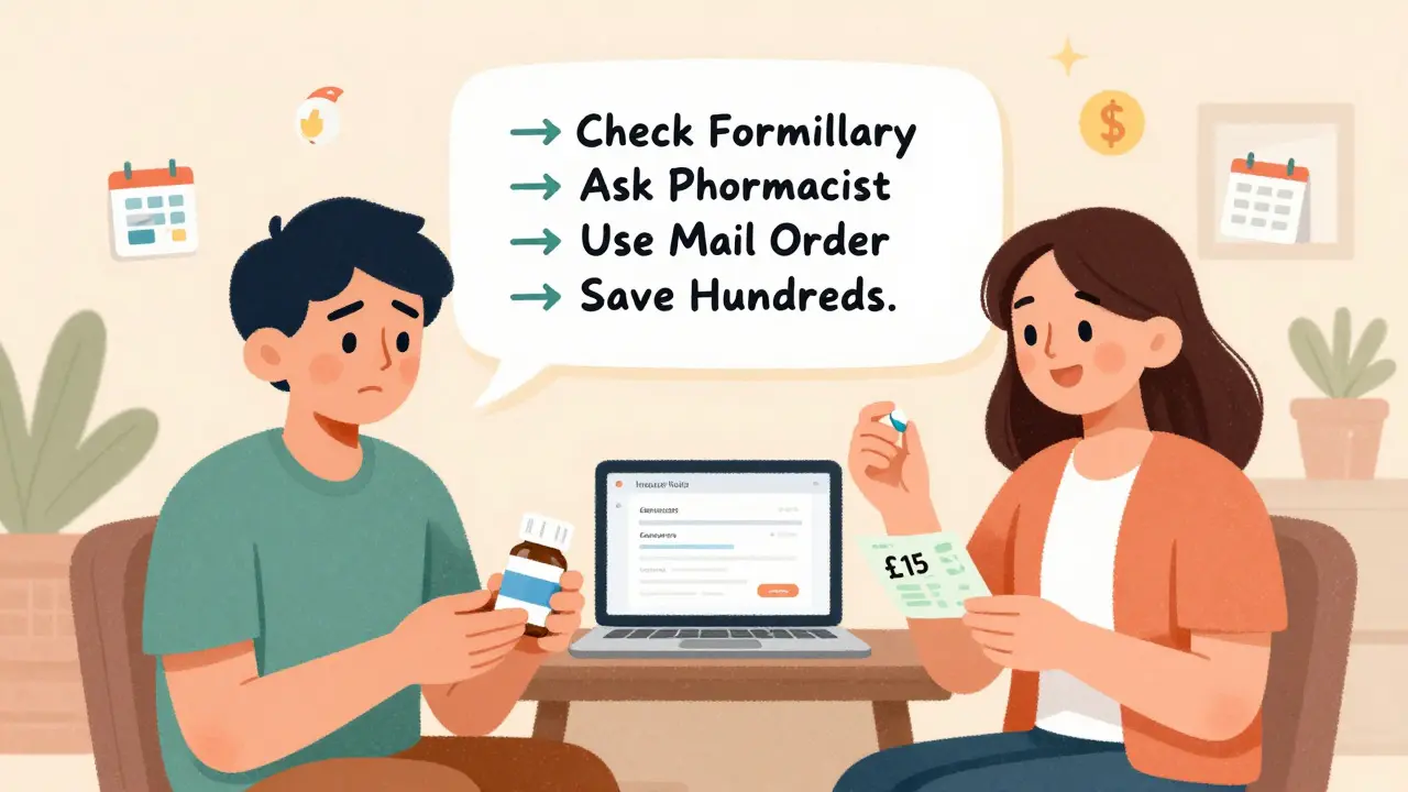 Two people side by side—one paying more for a drug, the other saving with a generic alternative and smiling.