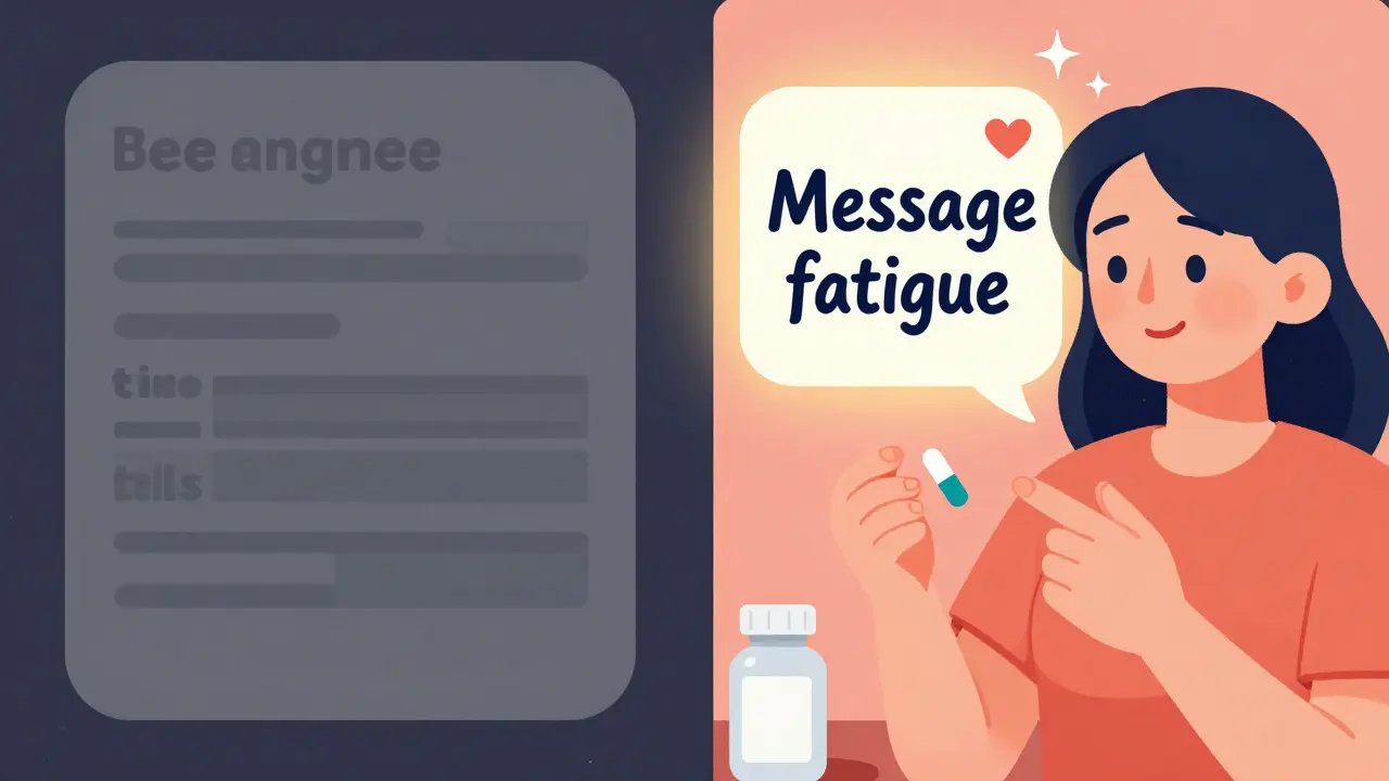 Comparison between a boring generic alert and a vibrant personalized health reminder.