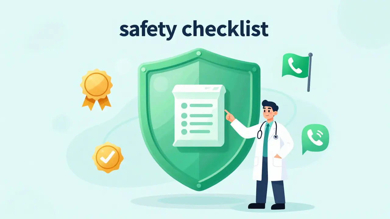 Pharmacist with a glowing shield symbolizing safe and licensed online pharmacies
