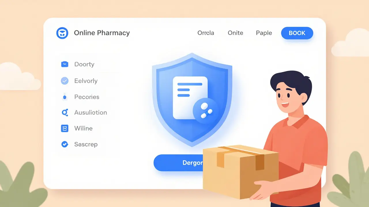 Safe online pharmacy delivery illustration
