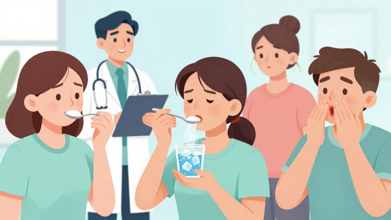 People trying home remedies like sugar and ice water for hiccups
