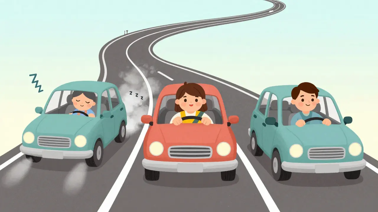 Three drivers showing varying levels of impairment