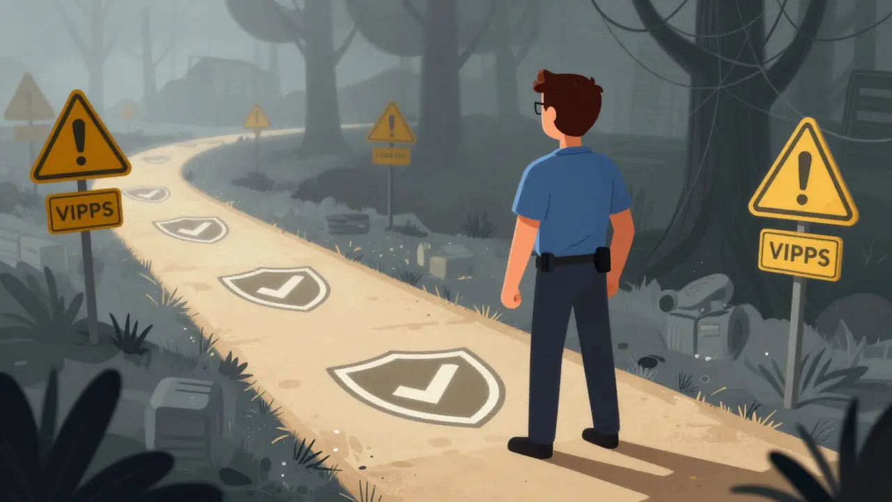 Character choosing safe verified path over shadowy scam area