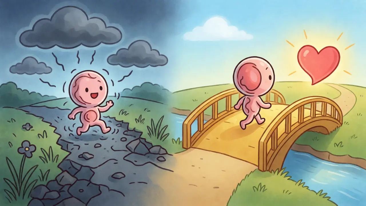Embryo navigating safe golden path versus rocky road based on thyroid levels